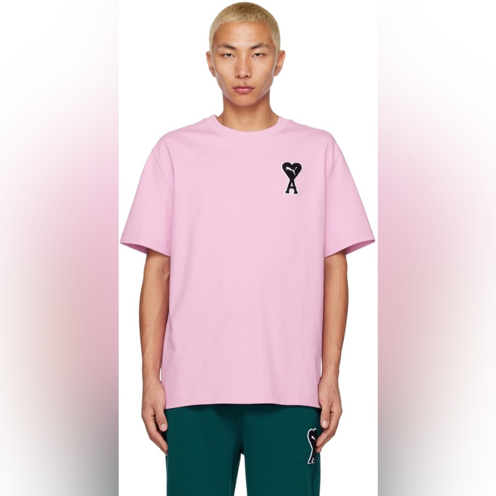 AMI Paris Pink Puma Edition T-Shirt Size S Graphic Streetwear Athletic